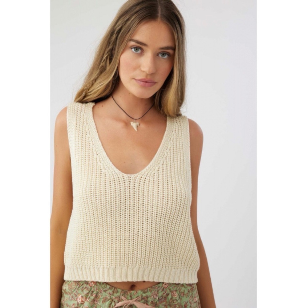 O’neill Dorie Sweater Tank Top Small Cream Crochet Beach Festival Boho Coachella